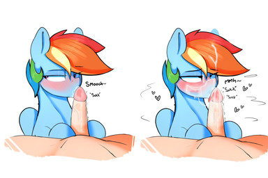 bestiality blue_body blush bodily_fluids cum cum_on_face duo eye_roll fellati...