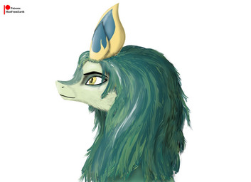 feral fur green_body green_fur horn male simple_background solo manfromearth ...