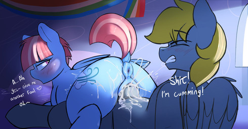 anus blush bodily_fluids butt cum cum_in_vagina cum_inside cutie_mark dialogu...