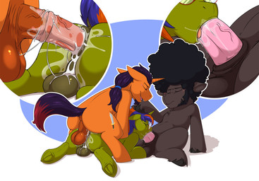 afro anal anal_penetration animal_genitalia animal_penis anus balls black_hai...