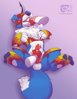 3_toes ambiguous_gender animal_genitalia animal_penis balls blue_body blue_fu...