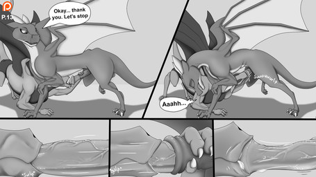 2_horns 4_fingers animal_genitalia animal_penis balls bodily_fluids claws dia...