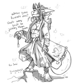 abs ankle_wraps anthro belt chest_scar claws clothed clothing curved_horn dia...