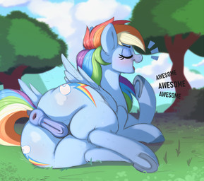 animal_genitalia animal_vulva anus blush bodily_fluids butt cloud cutie_mark ...
