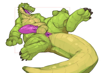 anthro anus balls big_penis black_claws blue_eyes butt claws fangs genitals g...