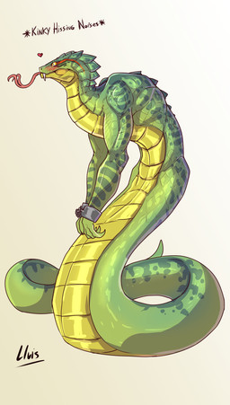 ambiguous_gender apode blush cuff_(restraint) forked_tongue green_body green_...