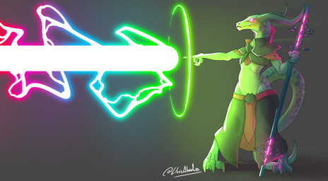3_toes anthro biped bottomwear claws clothed clothing feet glowing glowing_ey...