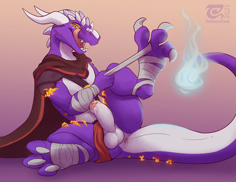 3_toes anthro anus balls bandage bandaged_arm bandaged_foot blue_fire bodily_...