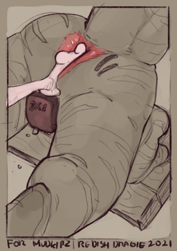 anthro anthrofied anus bent_over bodily_fluids butt chastity_device chastity_...