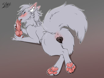 4_toes animal_dildo animal_genitalia animal_sex_toy animal_vulva blush butt c...