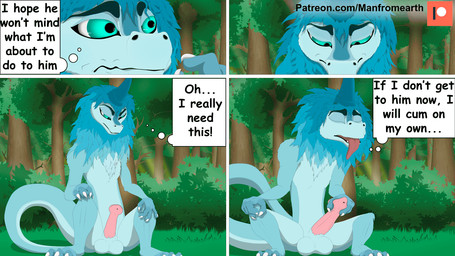 4_fingers animal_genitalia balls belly black_eyebrows black_lips blue_balls b...
