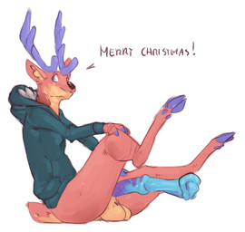 animal_genitalia animal_penis anthro antlers balls big_flare black_nose blue_...