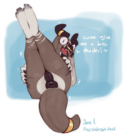 accessory anthro anus balls begging black_anus black_balls black_body black_c...