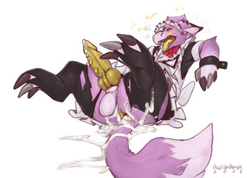 after_anal after_sex ahegao anthro anus arm_tuft balls big_butt black_claws b...