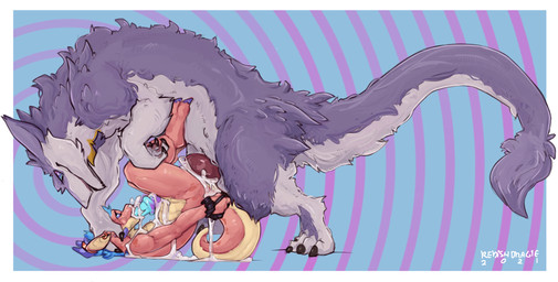 4_fingers 4_toes abdominal_bulge afterglow all_fours alternate_species anal a...