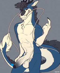 anthro balls claws erection foreskin fur genitals hair horn humanoid_genitali...