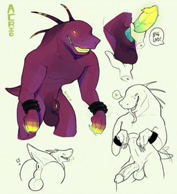 4_eyes animal_genitalia anthro anus balls butt claws darkened_balls darkened_...