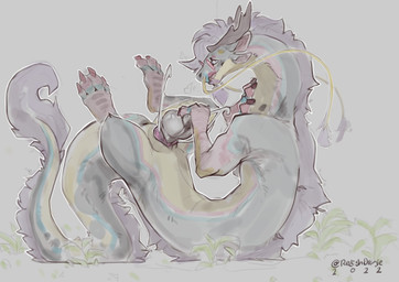 2_penises 4_ears animal_genitalia back_tuft barbel_(anatomy) blue_body blue_e...