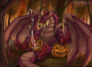 anus bodily_fluids claws cum cum_in_pumpkin ejaculation feral food food_fetis...