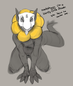 anthro bodily_fluids claws dialogue dripping eyes_closed finger_claws flower ...