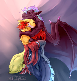 anthro bed cuddling duo ear_piercing ear_ring furniture piercing pillow ring_...