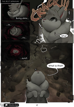 ambiguous_gender black_eyes dialogue dirt ears_up feral fur grey_body grey_fu...