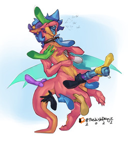 ambiguous_gender animal_genitalia animal_penis anthro ball_fondling ball_grab...