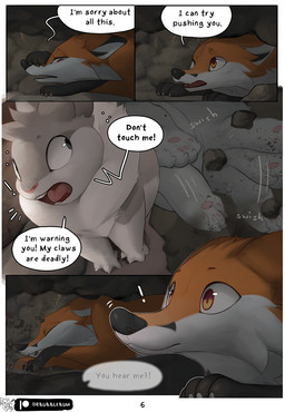 black_eyes black_nose claws dialogue duo female feral fur grey_body grey_fur ...