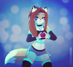 :3 anthro bottomwear breasts choker clothed clothing cute_fangs dancing dipst...