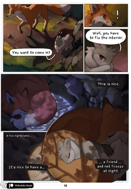 ambiguous_gender black_eyes blush curled_up dialogue dipstick_tail duo feral ...