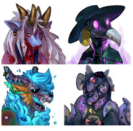 4_horns animal_mask anthro beak_mask black_cape black_cloak black_clothing bl...