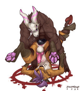 4_eyes abdominal_bulge anal anal_penetration anthro balls bodily_fluids brown...