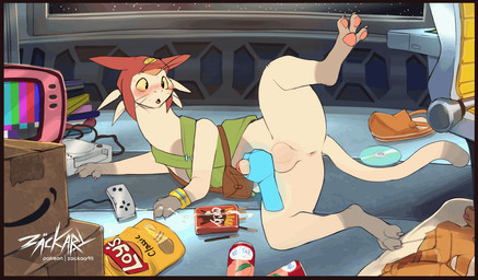 3_toes 4_fingers ambiguous_gender anthro anus backsack balls barefoot beverag...