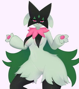 anthro blush breasts female genitals green_body looking_at_viewer simple_back...