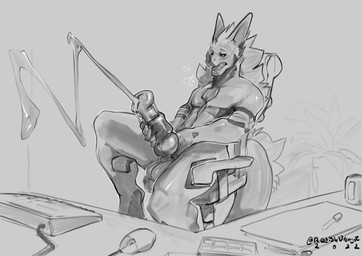 animal_genitalia animal_penis anthro balls biceps big_balls big_knot big_peni...