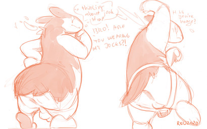 anthro anus backsack balls butt caught_in_the_act caught_off_guard clothing d...