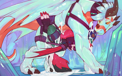 abdominal_bulge anal anal_penetration anthro anthro_on_feral anthro_penetrate...