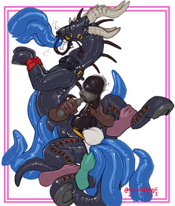 anal anal_penetration animal_genitalia animal_penis balls barbel_(anatomy) bd...