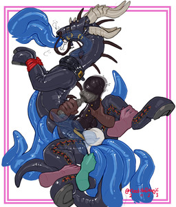anal anal_penetration animal_genitalia animal_penis balls barbel_(anatomy) bd...