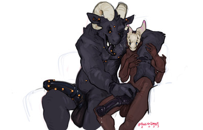 animal_genitalia animal_penis anthro anthro_on_anthro black_body black_fur bl...