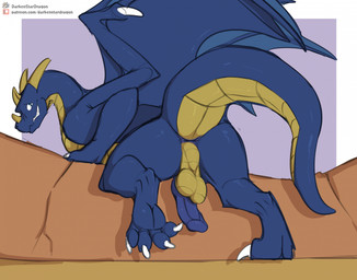 4_toes anus backsack balls blue_anus blue_body blue_penis blue_scales butt er...