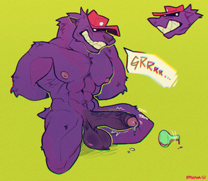 anthro balls big_balls big_penis bodily_fluids bound clothed clothing erectio...