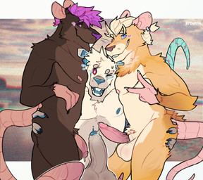 anthro balls bodily_fluids butt butt_grab erection foreskin fur genitals grou...