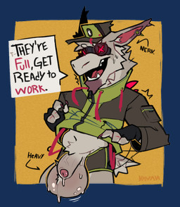 anthro balls big_balls bodily_fluids boxer_briefs clothed clothing dripping e...