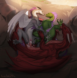 anus bisexual bodily_fluids claws countershade_torso countershading cum cum_i...