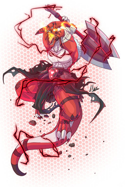 3_toes 4_fingers abs anthro arm_wraps axe barbarian battle_axe biceps biped b...