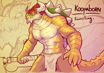2_horns 4_fingers abs anthro biceps bottomwear claws clothing fingers glowing...