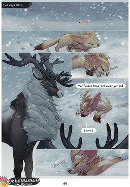 antlers big_ears blue_eyes brown_nose claws dialogue eyes_closed fainting fer...