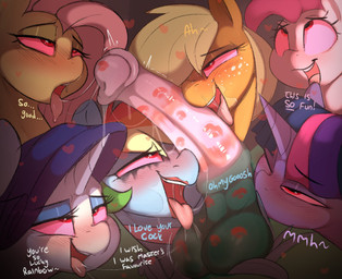 ahegao animal_genitalia animal_penis balls blush dialogue equine_genitalia eq...