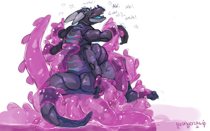 4_arms abdominal_bulge anal anal_penetration anthro blue_body blue_exoskeleto...